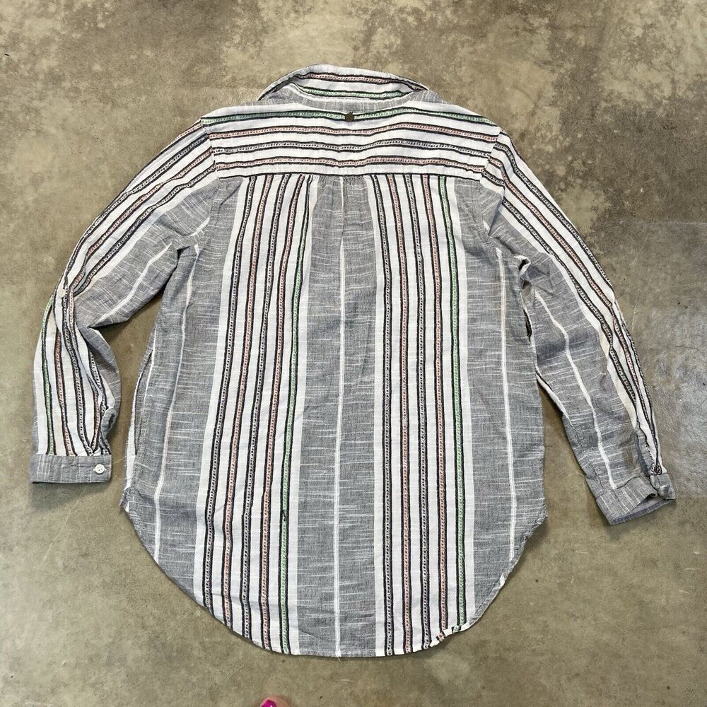 Soft Surroundings Shirt Womens Large Aruba Embroidered Pullover Tunic Boho Strip - Picture 7 of 13